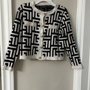 Versace Black and Cream Geometric Cardigan/ jacket